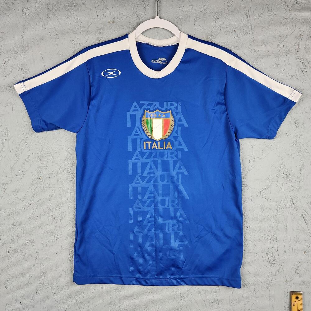 Italy Azzurri Shirt Mens Small Blue Soccer Italia Crest Xara Jersey Football Log